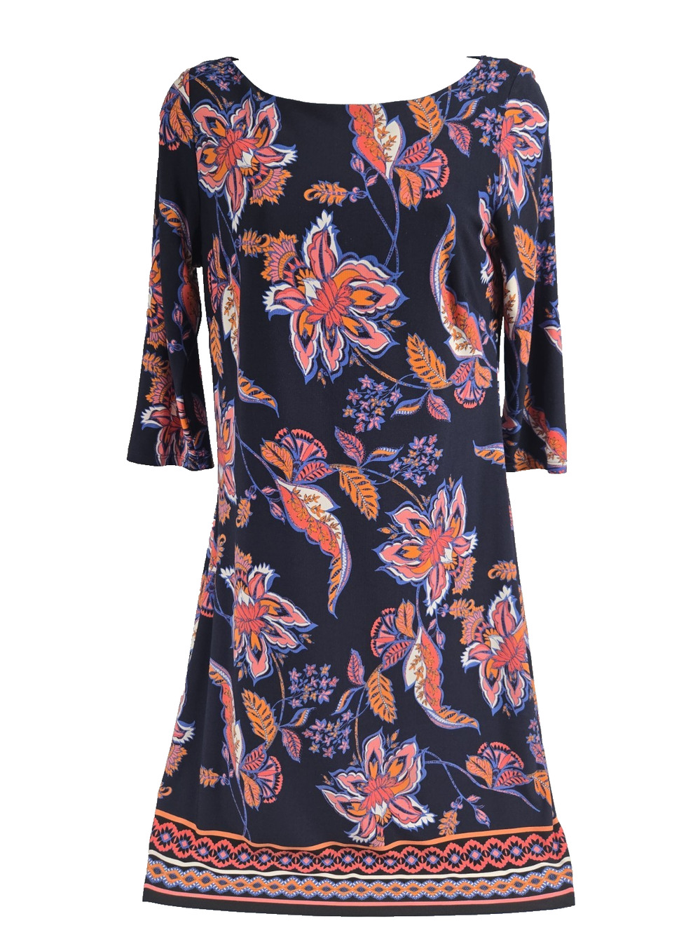 Vince Camuto Womens Dress Floral Print Shift Navy Blue Multi Colored Size 4
